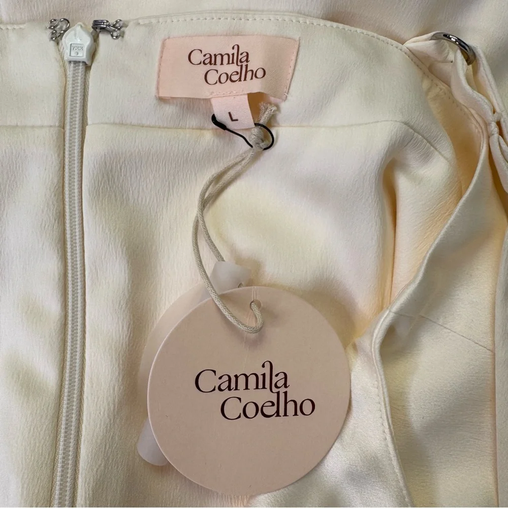 NEW Camila Coelho Reyna Maxi Slip Dress Pearl White Large